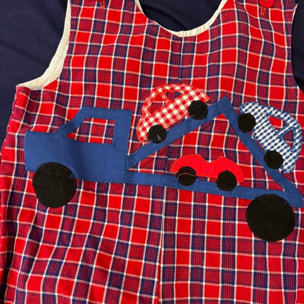 Funtasia Too Baby Boy Overalls With A Truck Appliqué Made In USA 3m